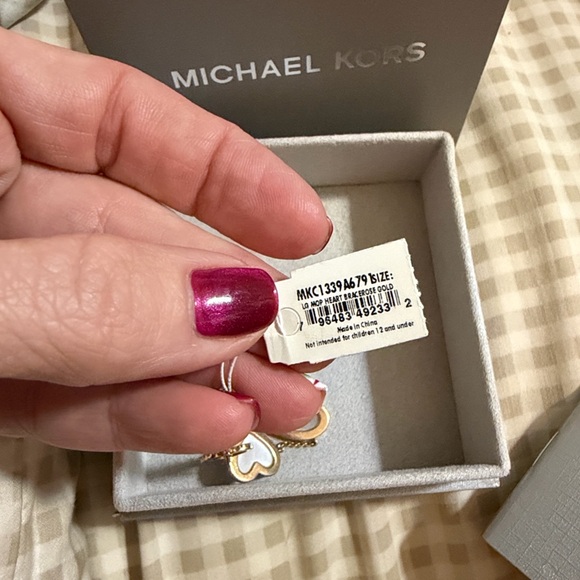 Michael Kors Gold Heart Charm Bracelet with Mother-of-Pearl Inlay - Picture 2 of 4